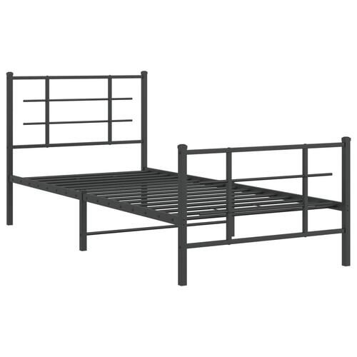 Sengeramme med sengegavl og fodgærde 90x190 cm metal sort