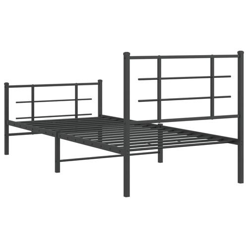 Sengeramme med sengegavl og fodgærde 90x190 cm metal sort