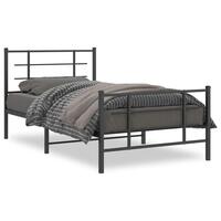 Sengeramme med sengegavl og fodgærde 100x190 cm metal sort