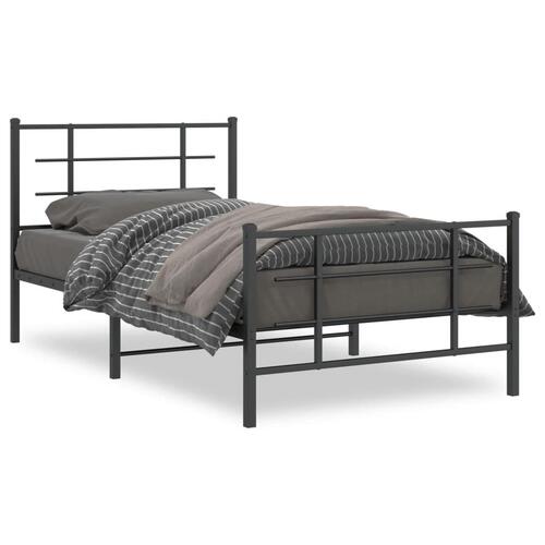 Sengeramme med sengegavl og fodgærde 100x190 cm metal sort