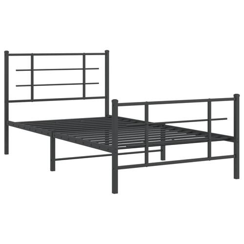 Sengeramme med sengegavl og fodgærde 100x190 cm metal sort