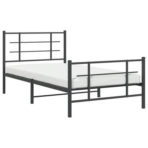 Sengeramme med sengegavl og fodgærde 100x190 cm metal sort