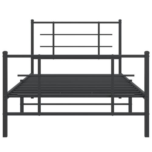 Sengeramme med sengegavl og fodgærde 100x190 cm metal sort