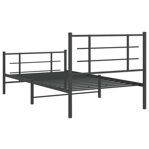 Sengeramme med sengegavl og fodgærde 100x190 cm metal sort