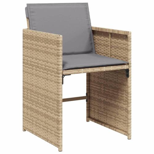 Havestole 4 stk. med hynder polyrattan blandet beige
