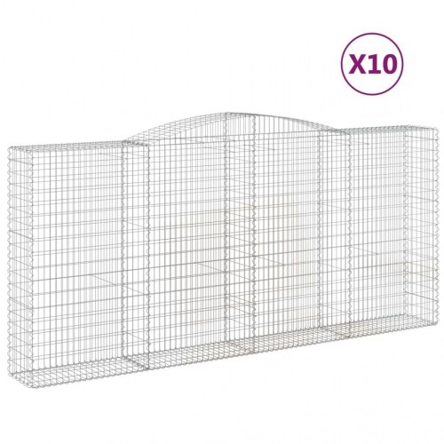 Buede gabionkurve - 10 stk. 400 × 50 × 180/200 cm i galvaniseret jern