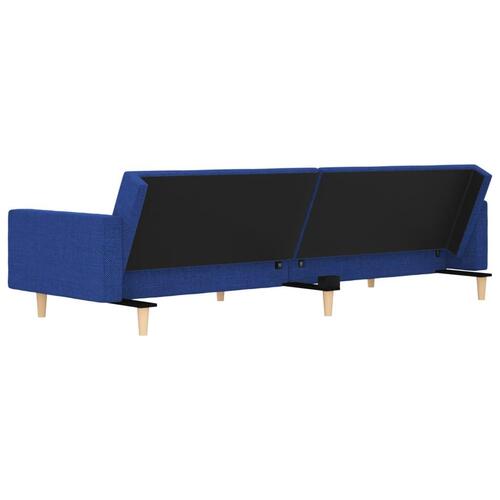 2-personers sovesofa med 2 puder stof blå