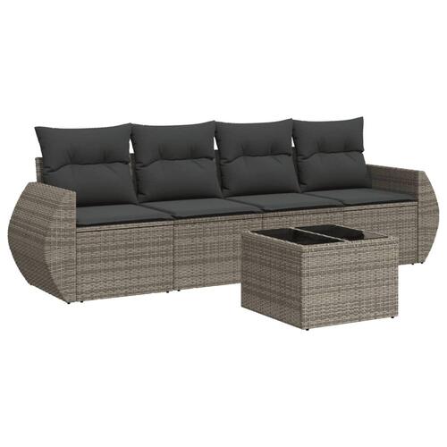 Sofasæt 5 dele med hynder polyrattan grå