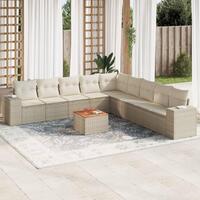Sofasæt til haven 10 dele med hynder polyrattan beige