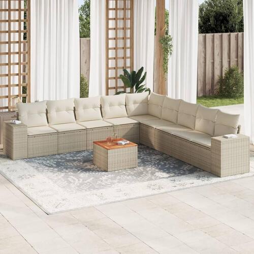 Sofasæt til haven 10 dele med hynder polyrattan beige