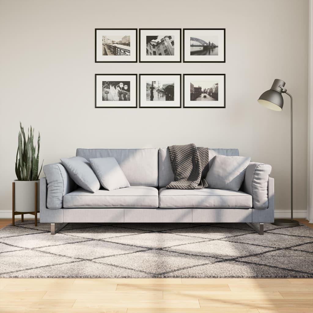 Shaggy gulvtæppe PAMPLONA 160x230 cm høj luv beige antracitgrå