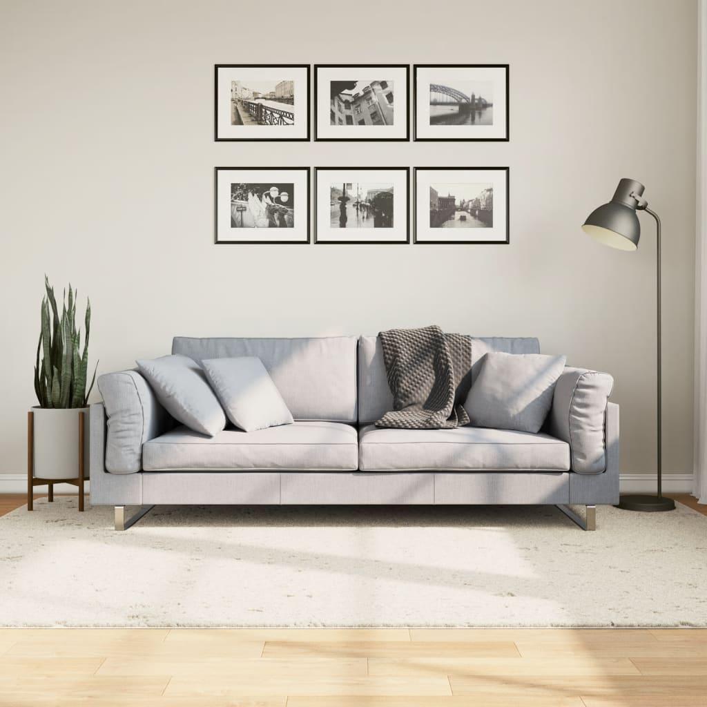 Shaggy gulvtæppe PAMPLONA 160x230 cm høj luv cremefarvet billede