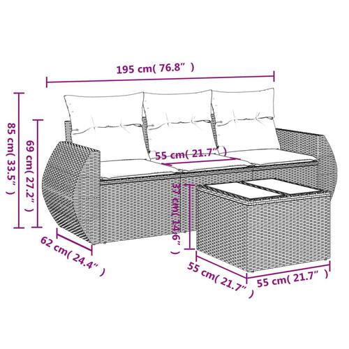 Sofasæt til haven 4 dele med hynder polyrattan beige