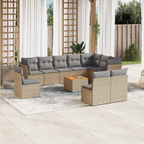 Sofasæt til haven 11 dele med hynder polyrattan beige