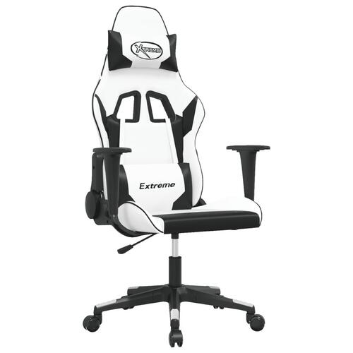 Gamingstol m. massagefunktion kunstlæder hvid og sort