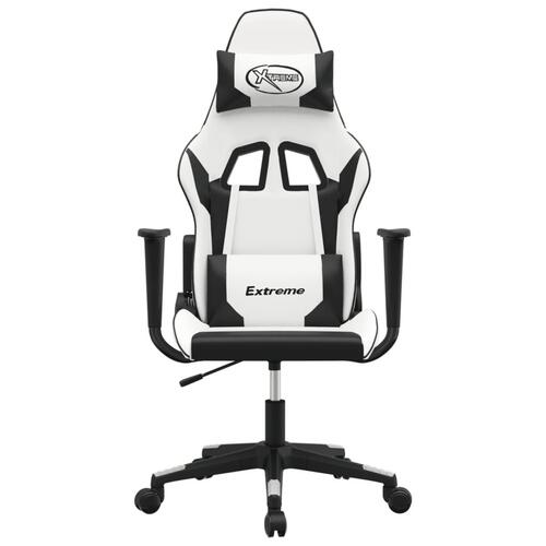 Gamingstol m. massagefunktion kunstlæder hvid og sort