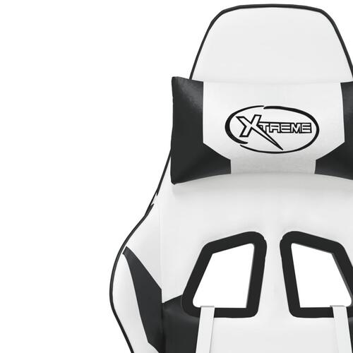 Gamingstol m. massagefunktion kunstlæder hvid og sort