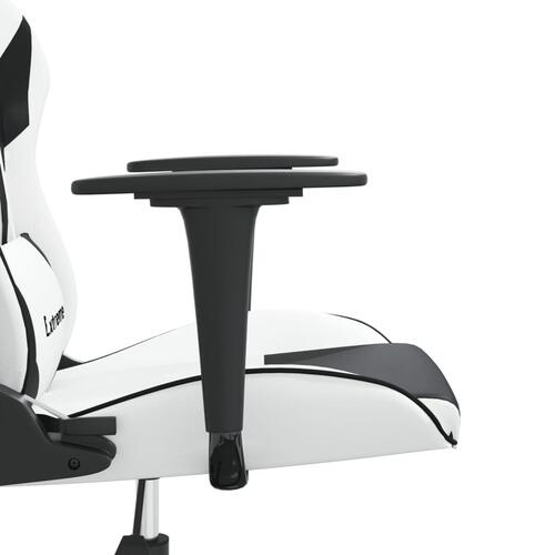 Gamingstol m. massagefunktion kunstlæder hvid og sort