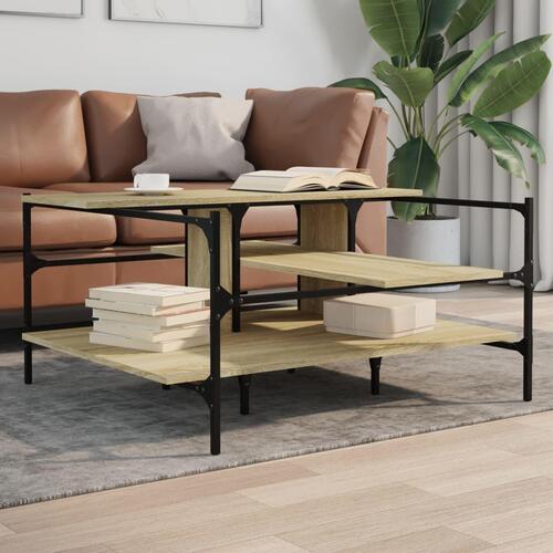Sofabord 100x100x48,5 cm konstrueret træ sonoma-eg