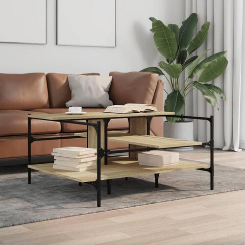 Sofabord 100x100x48,5 cm konstrueret træ sonoma-eg