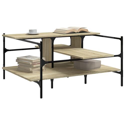 Sofabord 100x100x48,5 cm konstrueret træ sonoma-eg