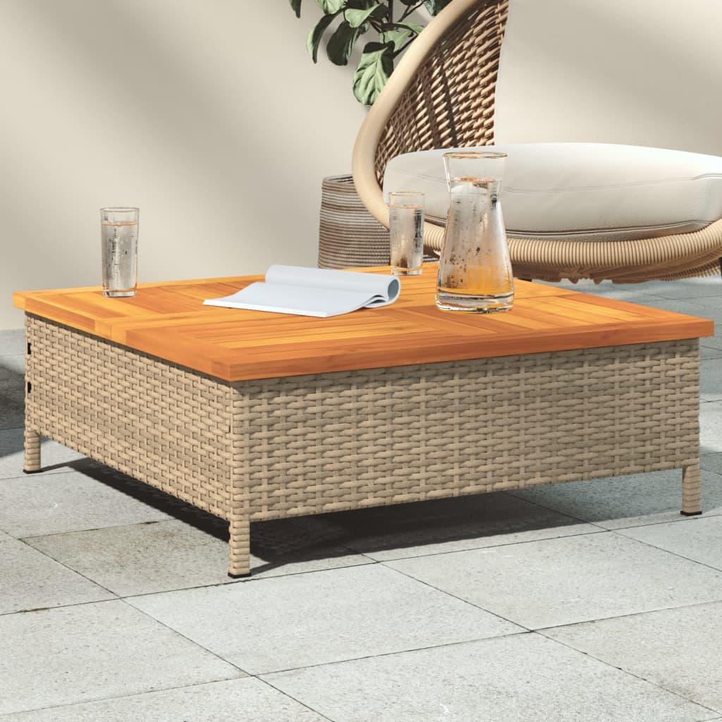 Havebord 70X70X25 Cm Rattan Og Massivt Akacietræ - Beige