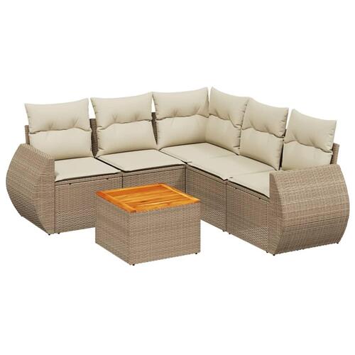 Sofasæt til haven 6 dele med hynder polyrattan beige