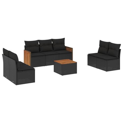 Sofasæt til haven 8 dele med hynder polyrattan sort