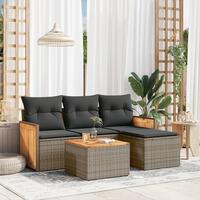 Sofasæt 5 dele med hynder polyrattan grå