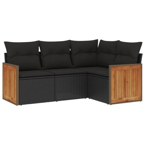 Sofasæt til haven 4 dele med hynder polyrattan sort