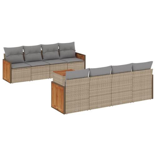 Sofasæt til haven 9 dele med hynder polyrattan beige