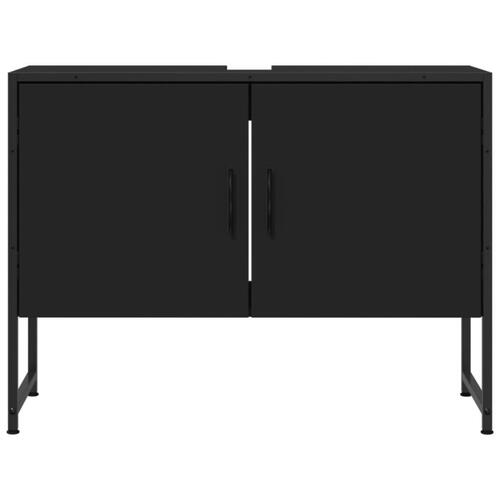 Underskab til håndvask 80x33x60 cm konstrueret træ sort