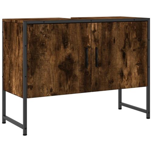 Underskab til håndvask 80x33x60 cm konstrueret træ røget eg