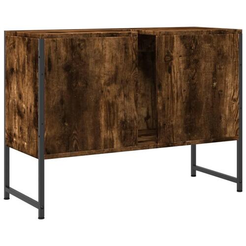 Underskab til håndvask 80x33x60 cm konstrueret træ røget eg