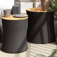 Haveborde 2 stk. med træplade polyrattan sort