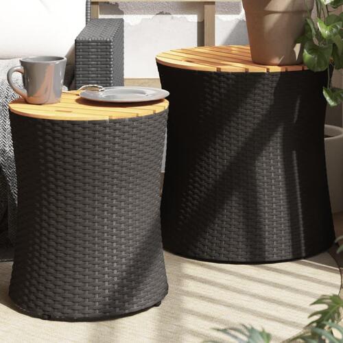 Haveborde 2 stk. med træplade polyrattan sort