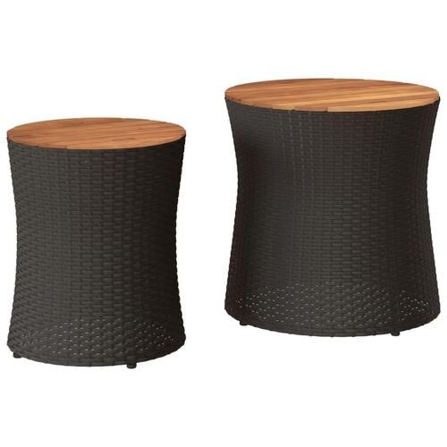 Haveborde 2 stk. med træplade polyrattan sort
