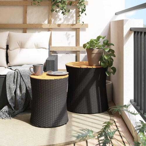 Haveborde 2 stk. med træplade polyrattan sort
