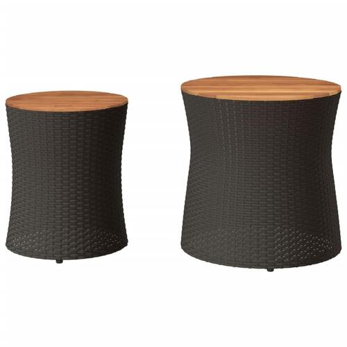 Haveborde 2 stk. med træplade polyrattan sort
