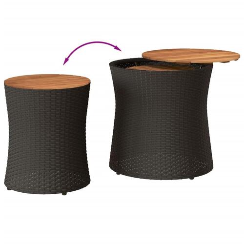Haveborde 2 stk. med træplade polyrattan sort