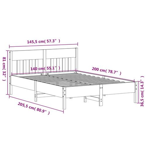 Sengeramme uden madras 140x200 cm massivt fyr gyldenbrun