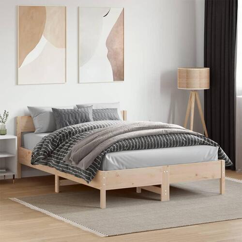 Sengeramme uden madras 135x190 cm massivt fyrretræ hvid