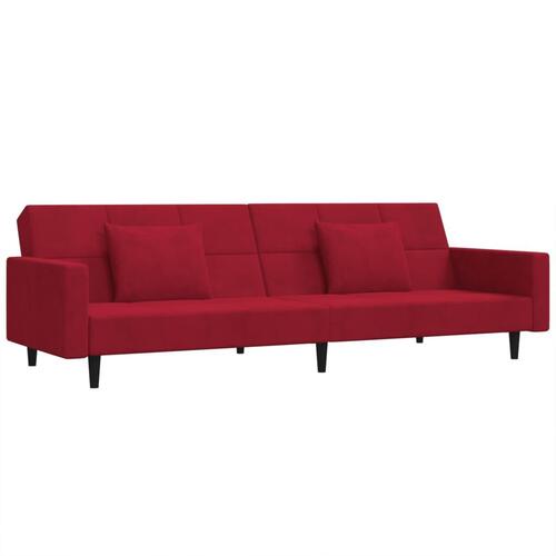 2-personers sovesofa med 2 puder fløjl vinrød