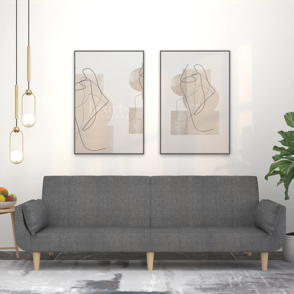 2-Personers Sovesofa Stof - Lysegrå / Med armlæn