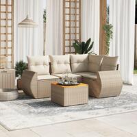 Sofasæt til haven 5 dele med hynder polyrattan beige