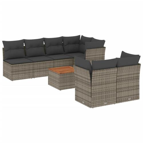 Sofasæt til haven 8 dele med hynder polyrattan grå