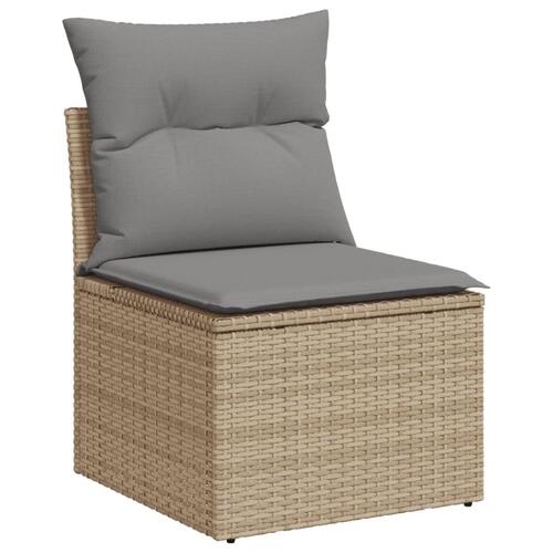 Havesofasæt 11 dele med hynder polyrattan beige