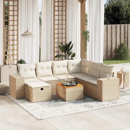 Sofasæt til haven 8 dele med hynder polyrattan beige