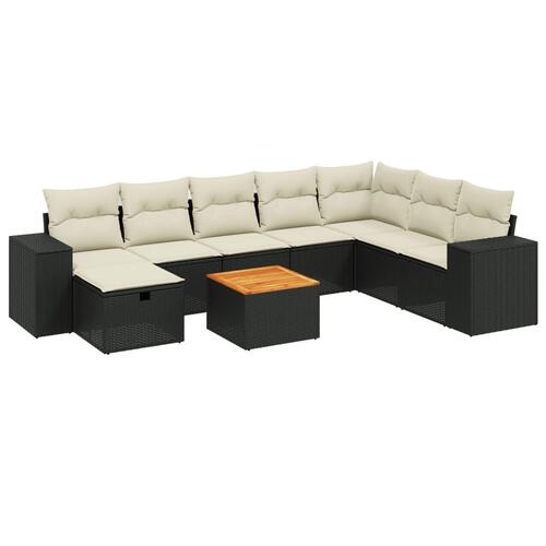 Sofasæt til haven 9 dele med hynder polyrattan sort