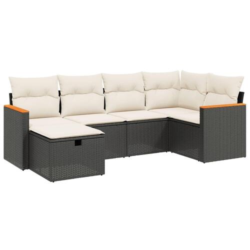 Sofasæt til haven 6 dele med hynder polyrattan sort